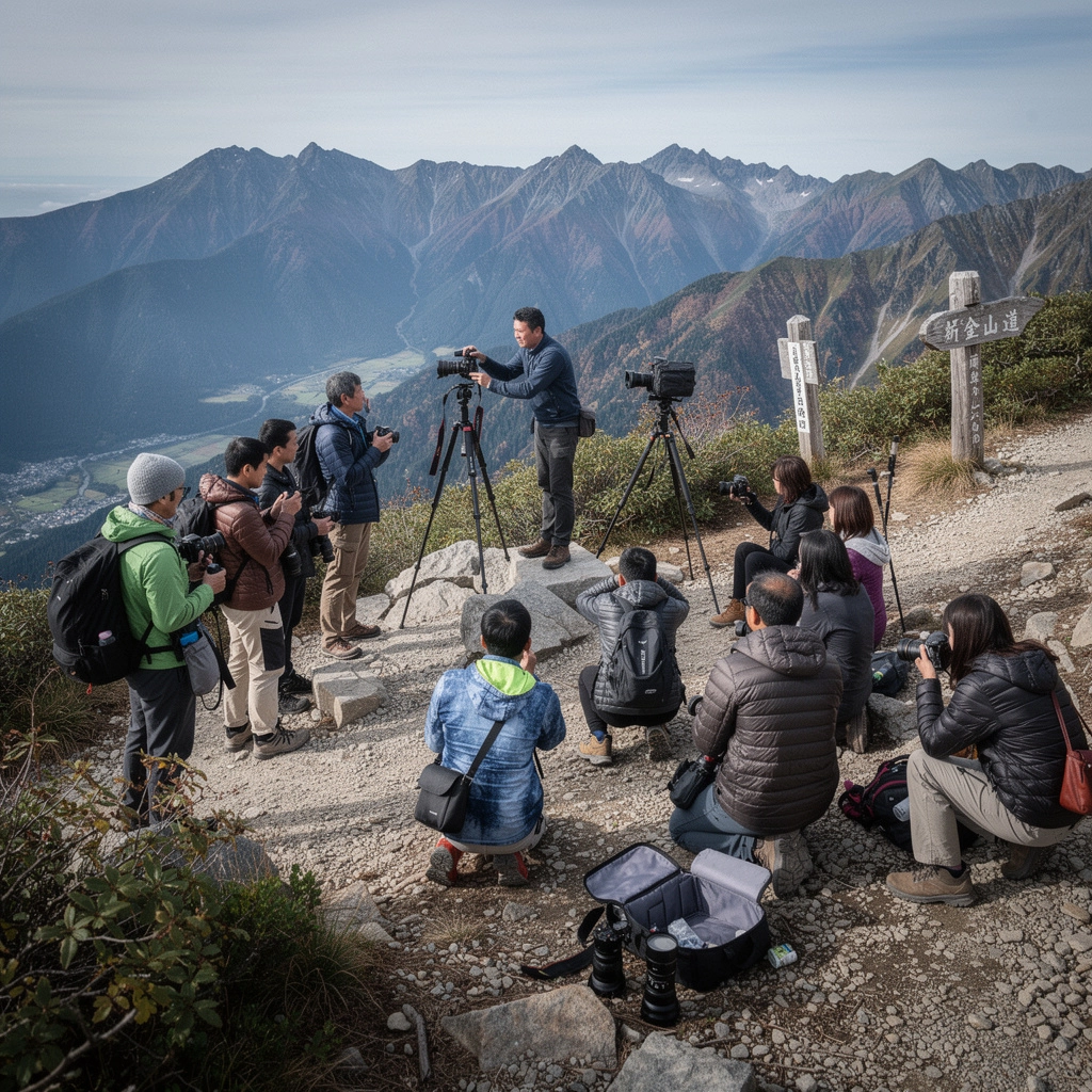 美しい山々を背景にしたハイキングコースの風景
