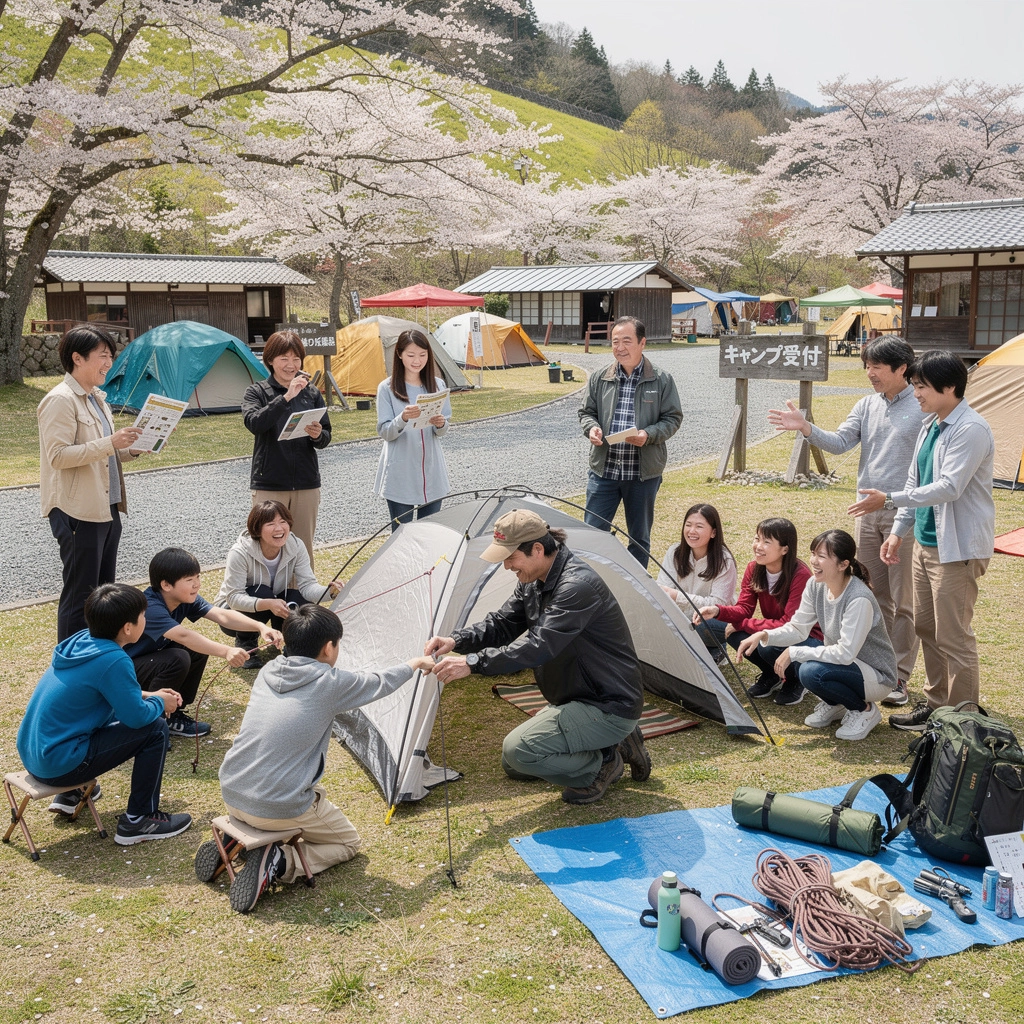 美しい夕焼けを背景にしたキャンプファイヤーのシーン